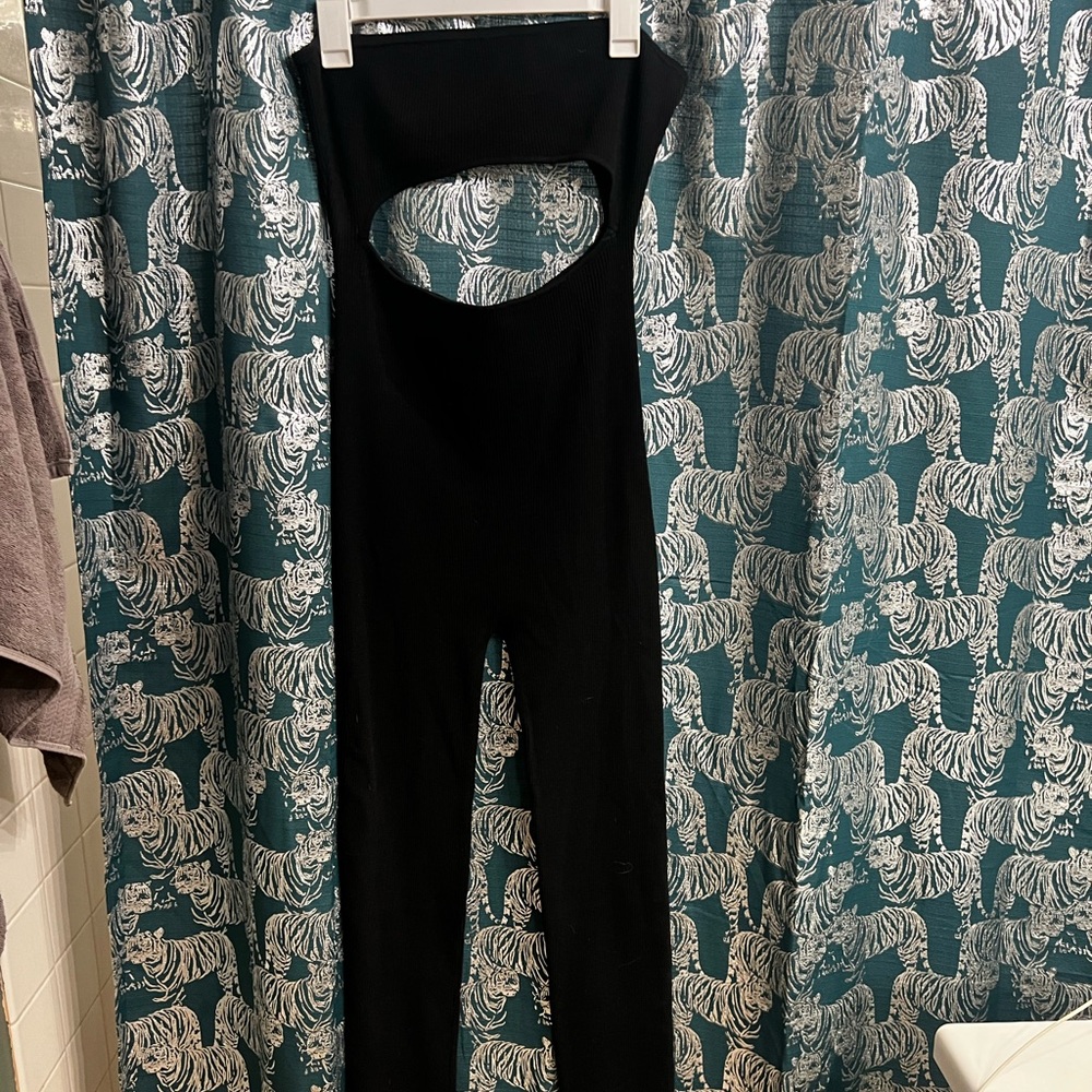 Black jersey cutout jumpsuit